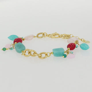 Bracciale amazzonite e quarzo rosa - Barbara