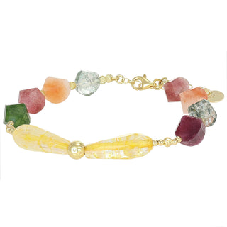 Bracciale con agate multicolor e zirconi gialli - Essence 26