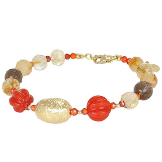 Bracciale con citrino, agata arancione e quarzo fumé - Essence 25