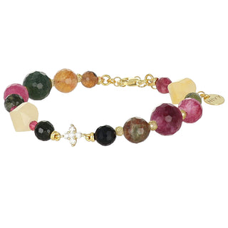 Bracciale con giada tormalina multicolore e agata gialla - Essence 29