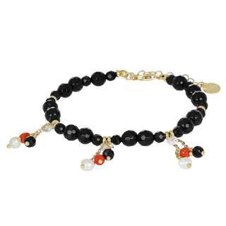 Bracciale con onice, corallo e perle d’acqua dolce - Essence 35