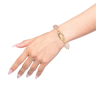 Bracciale con pietra di luna e agata sabbia - Amida indossato