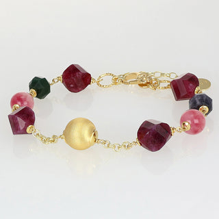 Bracciale con quarzo fragola, agata e pietre dure - Amira