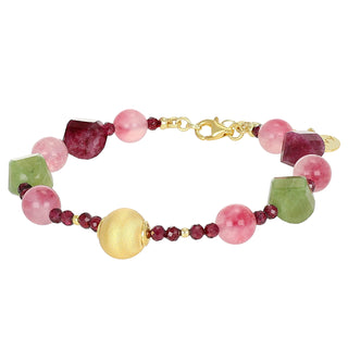 Bracciale con quarzo fragola, agate multicolor e zirconi -  Essence 28