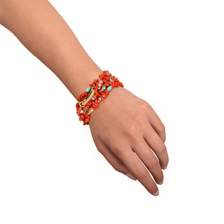 Bracciale corallo rosso, argento 925 e pietre - Sasha