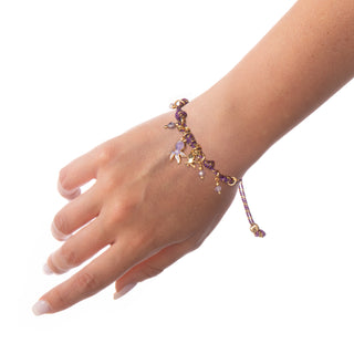 Bracciale cordino donna con ciondolo - Polipo-indossata