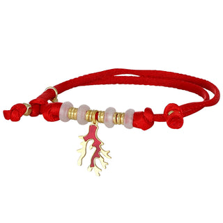 Bracciale cordino estivo donna con ciondolo - Corallo