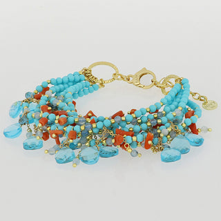 Bracciale elegante estivo con corallo e pasta di turchese - Fiorella