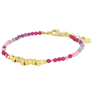 Bracciale estivo con ciondolo - Rondelle dorate e pietre fucsia