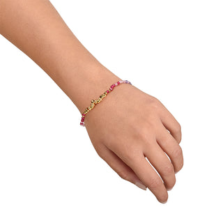 Bracciale estivo con ciondolo - Rondelle dorate e pietre fucsia