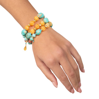 Bracciale multifilo con giada e turchese - Elina