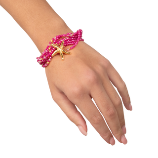 Bracciale multifilo fucsia con stella marina - Marinée