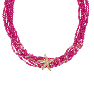 Chocker multifilo fucsia con stella marina - Marinée