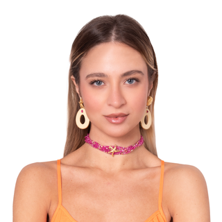 Chocker multifilo fucsia con stella marina - Marinée