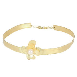 Choker in argento dorato con perla d'acqua dolce - Velia