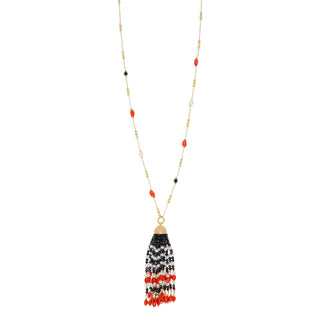 Collana Lunga Perle Corallo Onice Argento 925  - Yuna