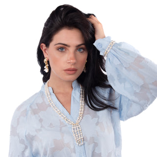 Collana Perle Multistrato con Zirconi - Nara indossata