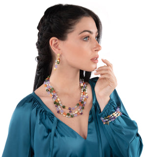 Collana Tre Fili Argento 925 Pietre Naturali Berenice indossata
