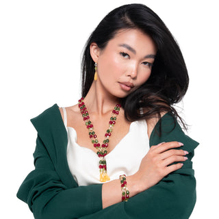 Collana a Y con agate e pietre pendenti -  Elisa indossati