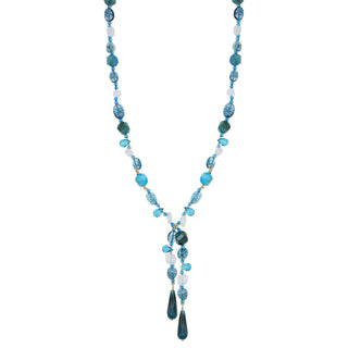 Collana a Y con zirconi blu, quarzo e pietra di luna -  Essence 33
