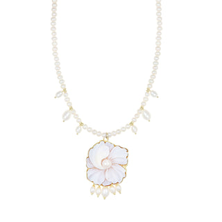Collana con cammeo a fiore e perle d'acqua dolce - Calia