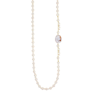 Collana con cammeo artigianale e perle d'acqua dolce - Sibilla