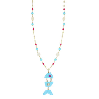 Collana con ciondolo a forma di pesce con pietre - Selma