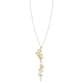 Collana con foglie, perle d'acqua dolce e zirconi - Aria