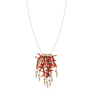 Collana con frange in corallo rosso e onice -  Nala