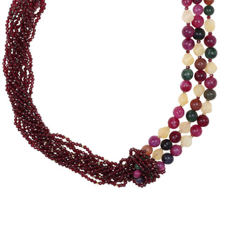Collana con giada, tormalina multicolor e zirconi granato - Nira