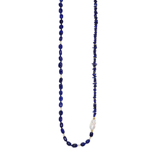 Collana con lapislazzuli, perla barocca e agata blu - Zafira