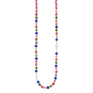 Collana con quarzo fragola, agata verde e agata blu - Essence 32