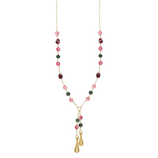 Collana con quarzo fragola e pietre dure pendenti - Amira