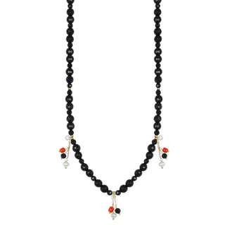 Collana corta con onice, corallo e perle d’acqua dolce - Essence 35