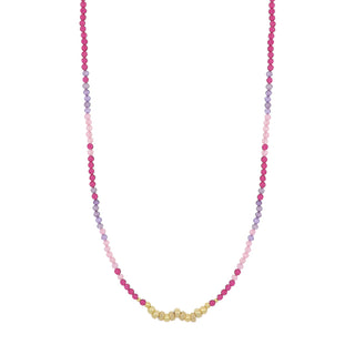 Collana estiva con ciondolo - Rondelle dorate e pietre fucsia