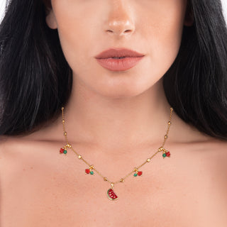 Collana estiva donna con ciondolo - Anguria INDOSSATA