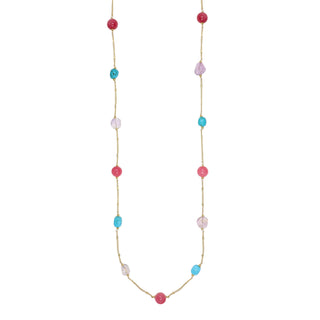 Collana in argento dorato con pietre colorate - Nivy Essence