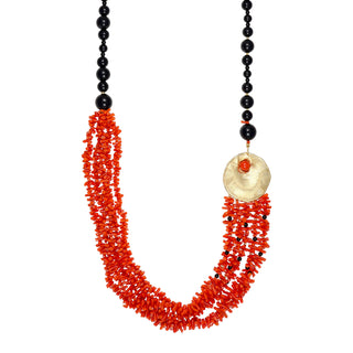 Collana in corallo rosso e onice - Calandra