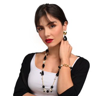 Collana in onice nero e perle naturali - Era