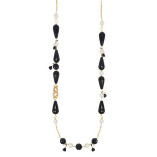 Collana in onice nero e perle naturali - Era