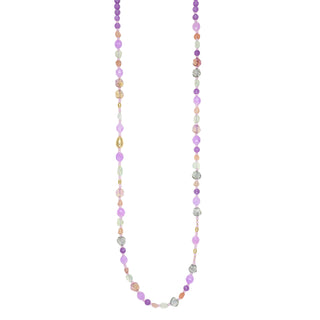 Collana lunga con agata viola, agata verde e pietra di luna - Essence 30