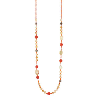 Collana lunga con citrino, agata arancione e quarzo fumé - Essence 25