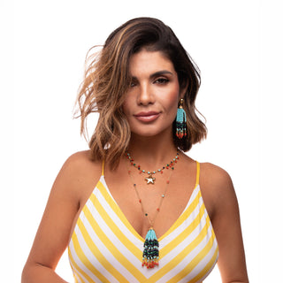 Collana lunga con nappa in pietra - Talia