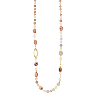 Collana lunga con pietra di luna e agata sabbia - Amida