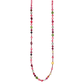 Collana lunga con quarzo fragola, agate multicolor e zirconi- Essence 28
