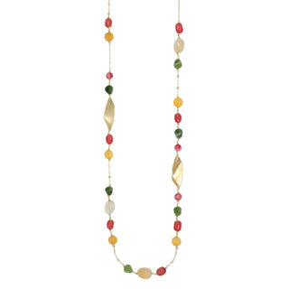 Collana lunga con quarzo lemon, quarzo fragola e agata -  Melia