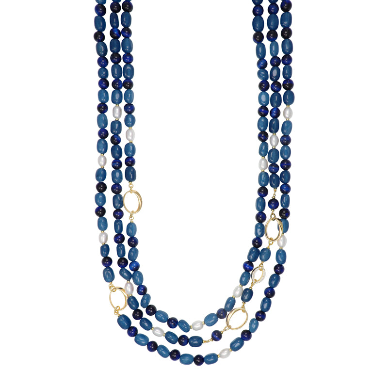 collana multifilo colorata pietre dure e perle di fiume con perline collana multifilo colorata pietre dure e perle di fiume con perline