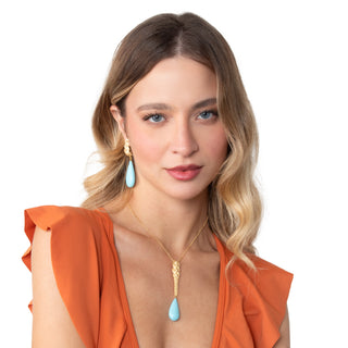 Collana pendente a treccia con goccia turchese - Noely