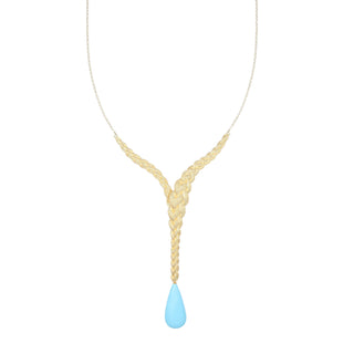 Collana y a treccia con goccia turchese - Noely