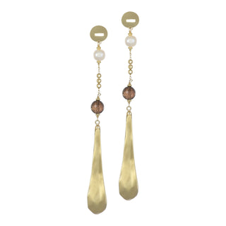 Orecchini Pendenti Quarzo Fumé Perle Argento 925 - Glenda